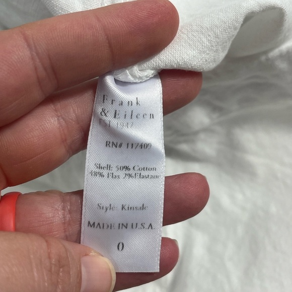 Frank and Eileen White Kinsale Cropped Pants w/ Raw Hem Cotton and Flax … - Picture 8 of 14